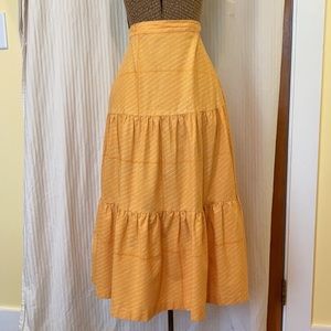 Vintage 80s 3-Tiered Yellow Cottagecore Boho Skirt